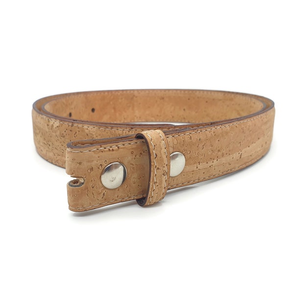 Cork Leather Belt No Buckle Belt Snap on Strap Belt Western Men Gift Natural Organic Eco Friendly Belt Snap Cork Belt Strap Vegan Leather