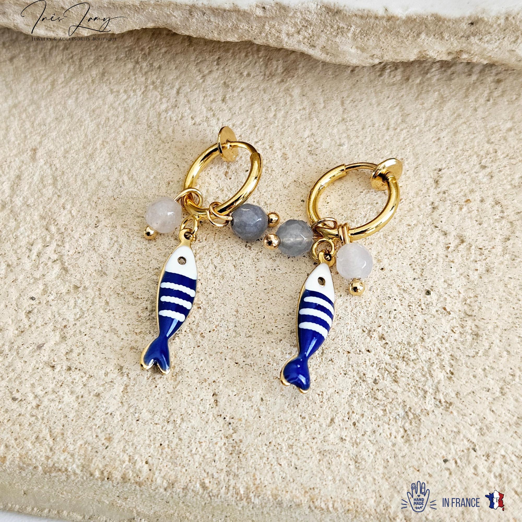 Boucles D'oreilles Dormeuses Rondes, Rayures Multicolores, Style Japonais, Fait Main