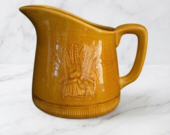 Vintage Franciscan Coronado Swirl Wheat Sheaf Pitcher Glossy Amber Autumn Gold