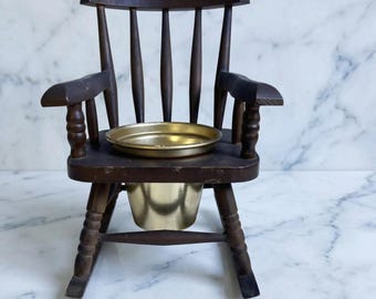 1950s UCAGCO Miniature Wooden Rocking Chair Ashtray Holder Occupied Japan