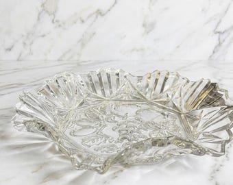 Vintage Federal Glass Pioneer Clear Pressed Glass Serving Dish