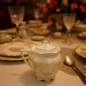 Vintage 19th Century Royal Bavaria Porcelain Mustard Pot China Gold Trim – 2.5&quot;