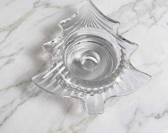 Vintage Mikasa Crystal Christmas Tree Votive Holiday Candle Holder Original Box