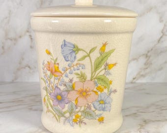 Vintage Alco Spring Floral Ceramic Crackle Glaze Canister Shabby Chic Farmhouse
