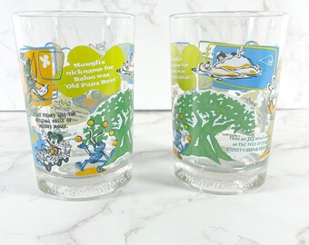 Two Vintage 1998 McDonalds Disney Glasses Animal Kingdom 25th Anniversary