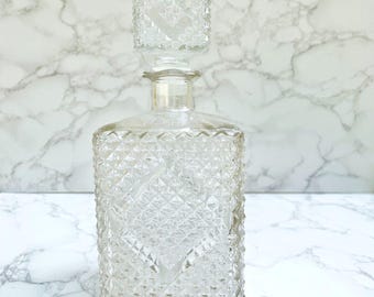 Carafe à alcool I.W. Harper Diamond Point Clear Cut des années 1960, vintage des années 1960