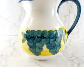 Vintage A Santos Portugal Ceramic  Pitcher  Hand Painted Fruit Designs