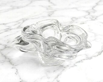 Art Vannes Lead Crystal Bowl: Mid-Century Modern Organic Splash Design France
