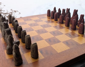 Medieval Chess Set Pieces, Isle of Lewis Replicas (Pieces only. Board not included) Hand Painted. One of a kind.
