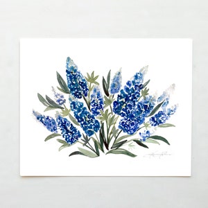 Bluebonnet Painting No. 1 | Watercolor Art | 5x7 | 8x10 | 11x14 | Blue Flower Painting | Bluebonnet Art | Bluebonnet Illustration | Wall Art