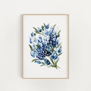 Bluebonnet Painting No. 2 | Large Wall Art | 12x16 | 16x20 | 18x24 | 24x36 | Large Painting | Botanical Wall Art | Bluebonnet Print