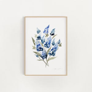 Bluebonnet Bouquet Painting | Watercolor Art | 5x7| 8x10| 9x12 | 11x14| Blue Flower Painting | Bluebonnet Painting | Bluebonnet Illustration