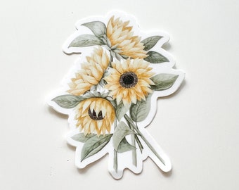 Sunflower Vinyl Stickers | Vinyl Stickers for Water Bottles | Watercolor Art | Sunflower Gifts | Artistic Gifts | Vinyl stickers for tumbler