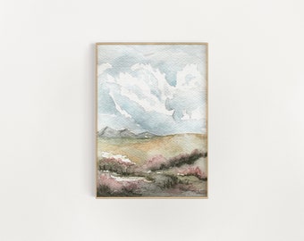 Mountain Landscape Wall Art | Mountain Print | 5x7 | 8x10 | 9x12 | 11x14 | Watercolor Painting | Watercolor Print | Impressionist Painting |