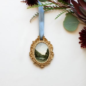 Forest Christmas Ornament - MADE TO ORDER - | Fine Art Ornament | Resin Ornament | Mini Watercolor Landscape | Christmas Decor | Gifting