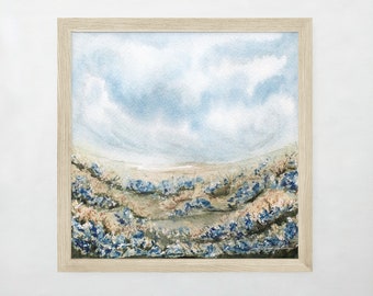 Bluebonnet Meadow | 12x12 | 16x16 | 20x20 | 24x24 | 30x30 | Bluebonnet Painting | Oversized Print | Square Art Print | Large Wall Art