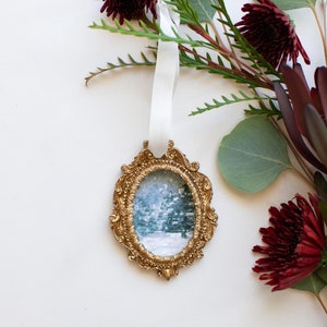 Falling Snow Christmas Ornament - MADE TO ORDER - | Fine Art Ornament | Resin Ornament | Mini Watercolor Landscape | Christmas Decor