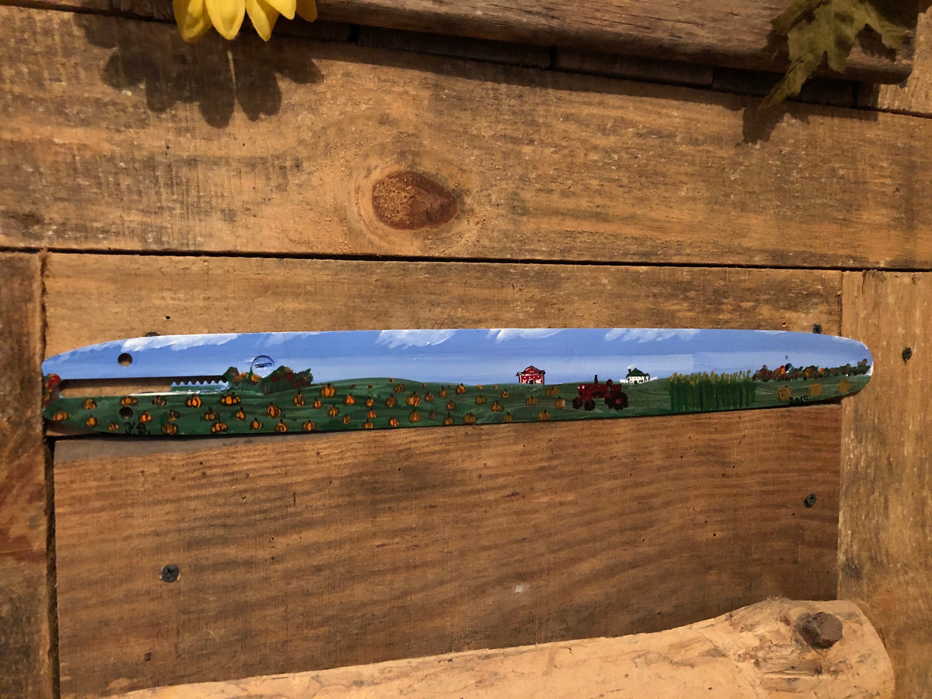 Painted Chainsaw Bar fall on the Farm Etsy
