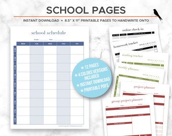 Minimalist Student Planner Pages, Homeschool Schedule (PDF Pattern)