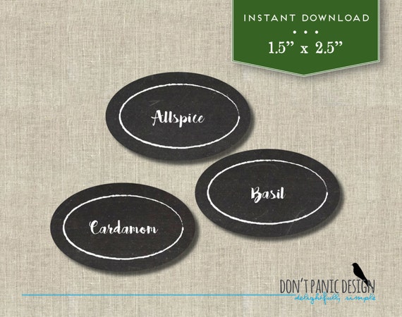 diy printable spice jar labels modern chalkboard oval spice