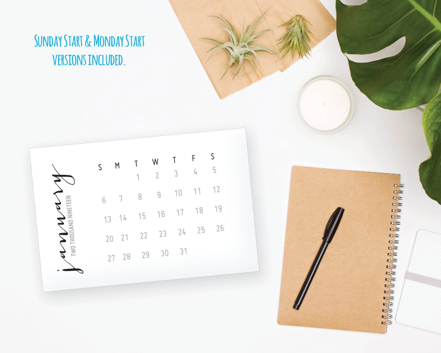2019 Printable Monthly Calendar Fun Casual Printable Desk