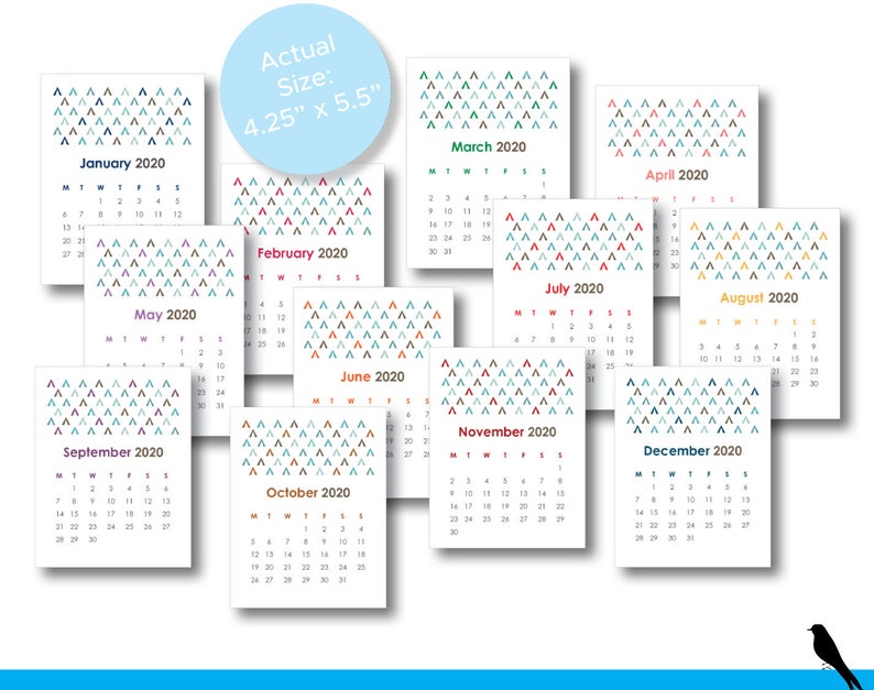 2021 Printable Desk Calendar Cute 12 Month Printable | Etsy