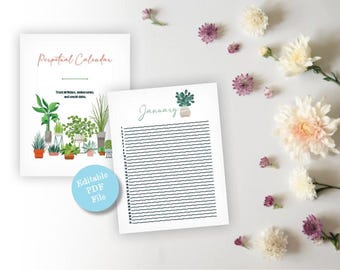 Succulent Perpetual Calendar Printable – Editable Birthday Anniversary Planner (PDF)