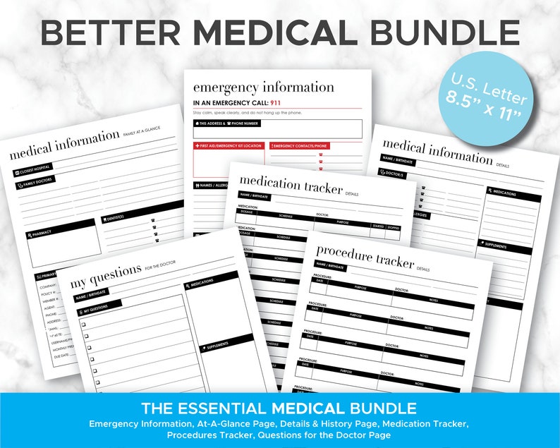 The Better Medical Bundle: EDITABLE Health Bundle Printable Home Management Pages Organize Medical Records, Prescriptions, Pdf Organizer image 1