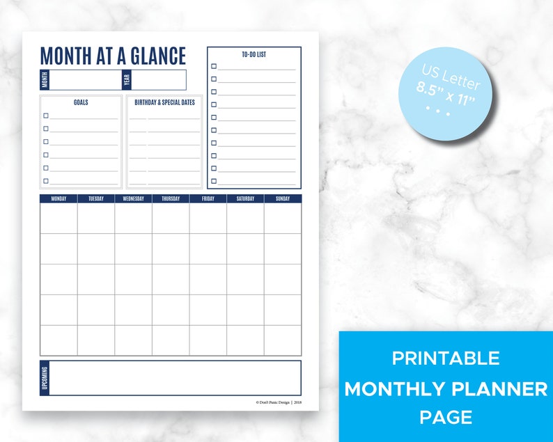 Month At A Glance Daily Planner Page Digital Planner Page Etsy Month at a glance daily planner page digital planner page etsy
