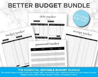 Editable Budget Binder: Printable Money Management Bundle (PDF Organizer)