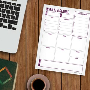 Printable At-a-glance Planner Pages Minimalist Daily Weekly - Etsy