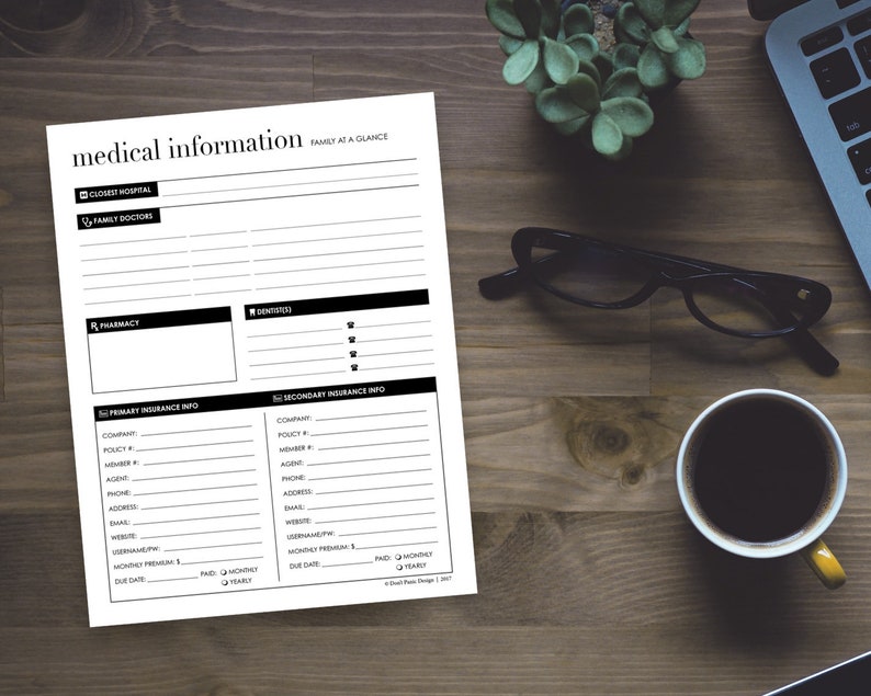 EDITABLE Medical Information Page, Printable Medical Management Pages, Organize Medical Details General & Details, Personal Medical History image 7