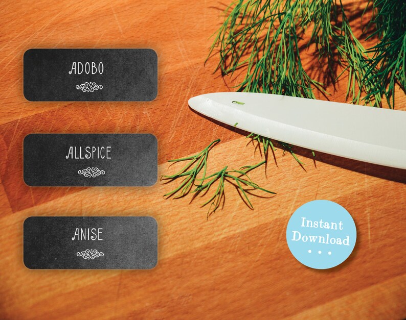 diy printable spice jar labels simple elegant chalkboard etsy