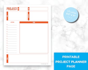 Printable Project Planner - Idea Mapping, Action List (PDF)