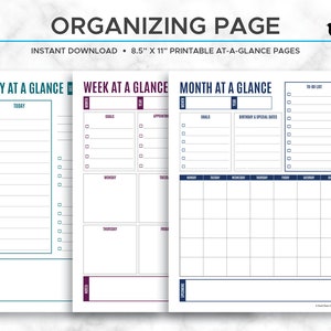 Printable At-a-glance Planner Pages Minimalist Daily Weekly - Etsy