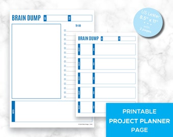 Printable Brain Dump Page - Project Map - Minimalist Project Planner, Homework Planner, Business Planner, Printable PDF page