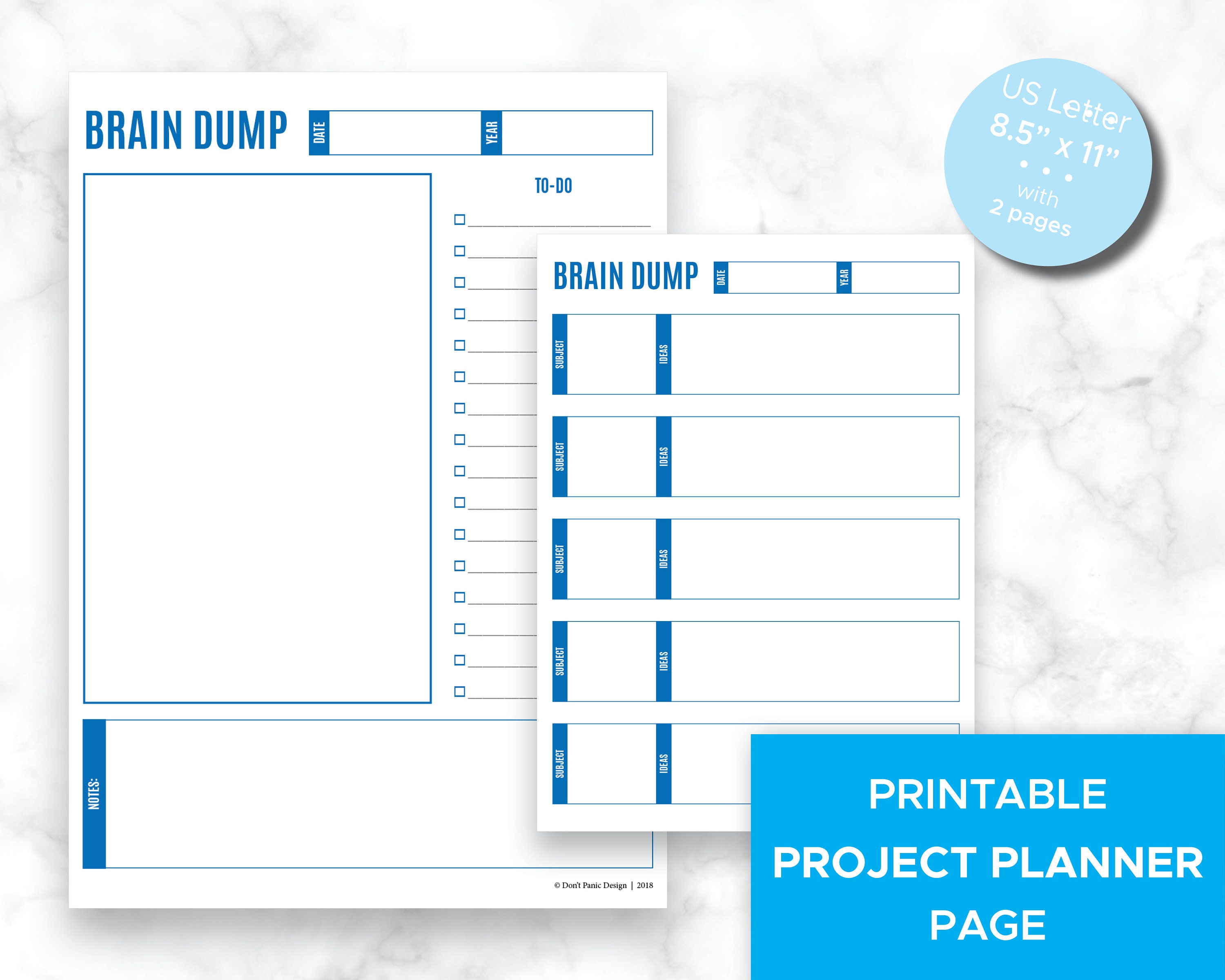 Printable Brain Dump Page - Project Map - Minimalist Project Planner ...
