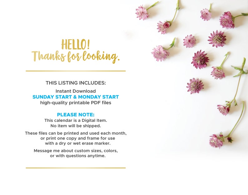 2022 Succulent Printable Monthly Calendar Succulent Desk | Etsy