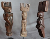Antique Vintage Handcrafted Guatemalan Woodcarving Folk Art Primitive Slingshots set of 3