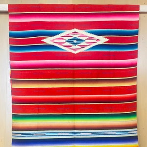 Antique Vintage Handwoven Wool Textile Weaving Mexican Saltillo