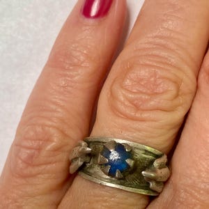 Antique traditional silver Mayan lovebird wedding/engagement ring from Guatemala