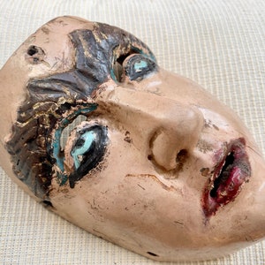 Antique  Hand Carved Capitán Traditional Wooden Dance Mask from Guatemala