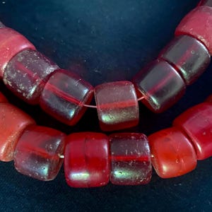Large Antique Vintage Red Bohemian Rondelle African Ethiopian Glass Trade Beads