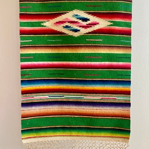 Antique Vintage Handwoven Silk and Wool Textile Weaving Mexican Saltillo