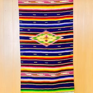 Antique Vintage Handwoven Silk and Wool Textile Weaving Mexican Saltillo