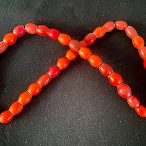 Large Antique Vintage Red Orange Egg Bohemian African Glass Trade Beads