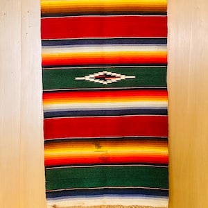 Antique Vintage Handwoven Wool Textile Weaving Mexican Saltillo