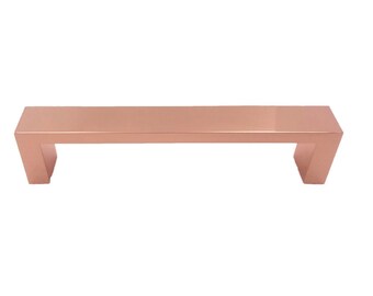 Shiny Copper Squared 5" Drawer Handle, Cabinet Handle, Kitchen Drawer Pull