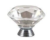 Clear Faceted Crystal Glass Diamond Cut 1.5 quot , Drawer, Door, Cabinet or Dresser Knob Pull