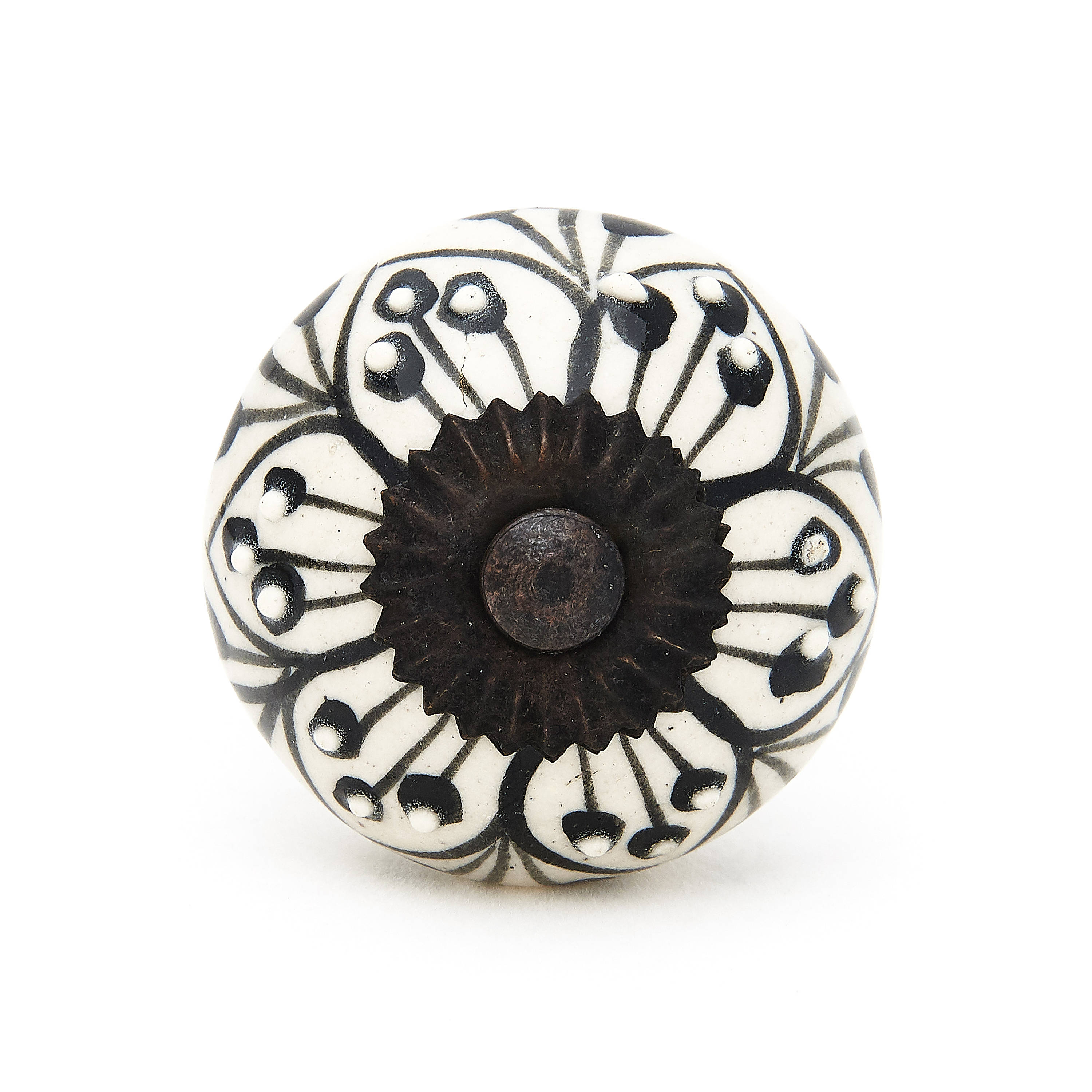Black Pattern Design Decorative Ceramic Dresser Drawer Pull Etsy